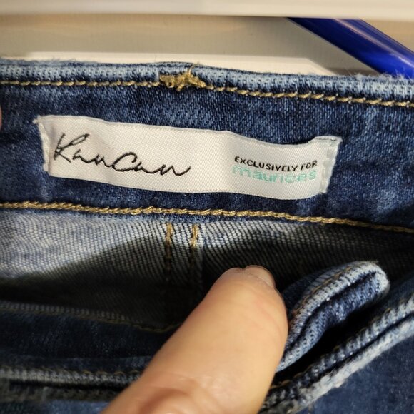 WOMANS KANCAN HIGH RISE DISTRESSED JEAN CAPRIS SZ 32 - Picture 6 of 10